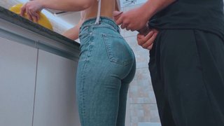 Cumming On my Maid's Ass with Gym Clothes while she was Washing Dishes (FREE USE/COMPILATION))
