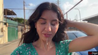 Triple Cum on Face for Village Whore - Public Cumwalk