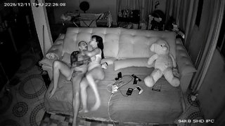 Hidden camera catches stepdaughter and stepfather having very passionate sex.
