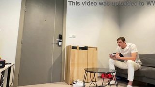 Stupid Cuckold play videogames while Whife fucks two friends