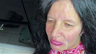 The stepmom got stuck in the washing machine and screamed for help, the stepson pulled her out, but first fucked her hard in anal, then she sucked and got cum on her face