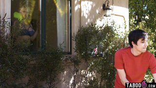 Lonely MILF stepmom widow Rachael Cavalli satisfied by her 18yo stepson
