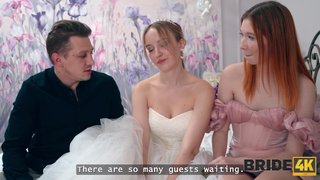 Sexy Threesome with Hot Russian Bride while Her Groom is in Another Room