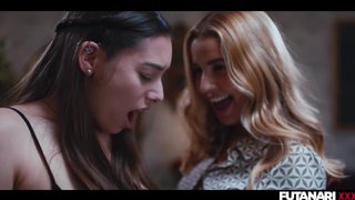2 Blondes 1 Brunette - Trans Fucks Girl in Lesbian Shemale Threesome with Dou...
