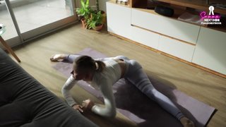 Yoga Babe gets Dicked down with Her Pants Half Way down