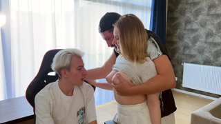 Stepfather Helps Stepson Lose Virginity with Busty Blonde