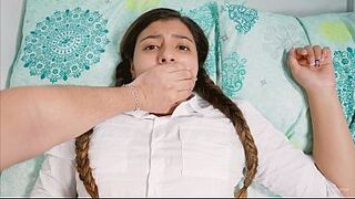Shh, shh, don't scream! - Stepbrother fucks his stepsister when they're alone at home.