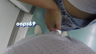Stepsister Seduce a Stranger Unknown Guy on a Public Train!