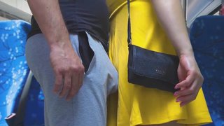 Groped Inside Bus! Stranger CUMS Hard While She Stroke His Long Dick