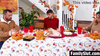 The Two Nasty Sluts Get Under the Table and Take Turns Slobbering Stepbro's Dick - Familyslut