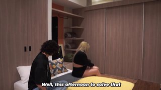 Blonde stepmom with big tits ends up sharing a hotel bed with her tattooed stepson