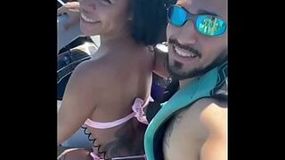 POV: Naughty young woman, left her husband on the beach and had sex with the instructor on the jet ski with everyone watching.