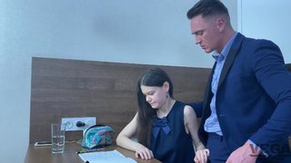 My stepsister caught me with a standing dick and fucked me
