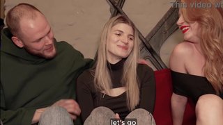 Shy new roommate gets seduced into hot threesome by the couple