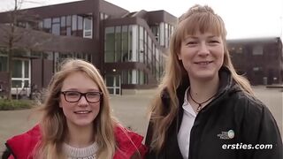 Firsties: Females fuck in the Berlin University Library