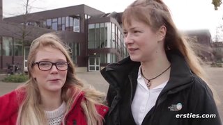 Firsties: Females fuck in the Berlin University Library