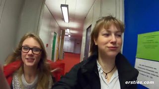 Firsties: Females fuck in the Berlin University Library