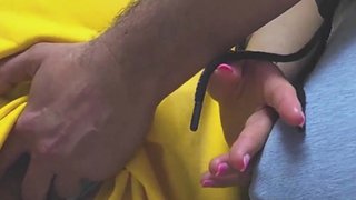 Almost Caught In a Bus When a Dirty Stranger CUM In Her Hand
