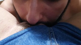 Suck your friend's pussy without taking off your denim shorts.