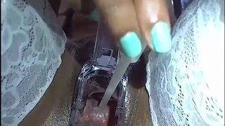 Wet And Gaping Ebony Pussy Up Close