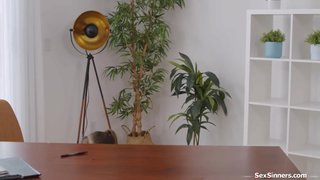 My boss left me alone in my office with her COCK HUNGRY TEEN