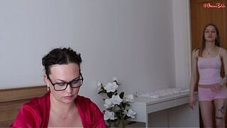 You Can Piss on Me! Horny Teen Stepdaughter Face Fucks Stepmom and Pisses on Her Face During Morning Sex!