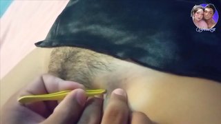 Thai Amateur POV Waxing. Husband makes me do a coconut milk waxing session.