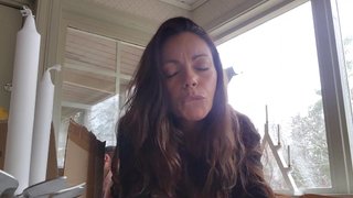Hot milf gets her pussy and ass stretched by a dildo used by the delivery guy