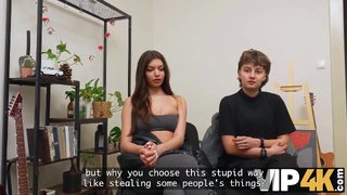 VIP4K. Two pretty Lesbians don't mind to having a Threesome with a stranger from the train