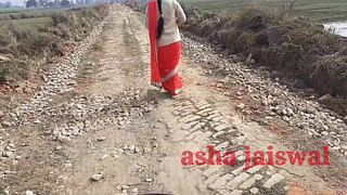 Desi village aunty was going alone, she was patted