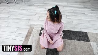 Tiny Sis - Big Stepbro Tricked Stepsister Vanessa Moon Into Blowing And Fucking His Big Boner