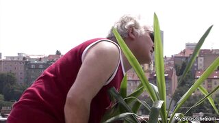 Czech brunette takes old dick from behind