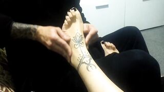 foot massage, blowjob and footjob
