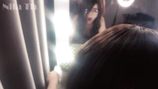 Fucking after a date in front of the mirror