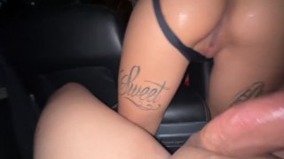 Fucked inside the car, we couldn't wait until the hotel! footjob