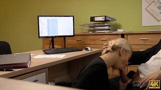 LOAN4K. Real estate agent lets the bank clerk penetrate them for a loan