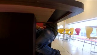 Handjob in a public cafe on a first date