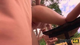 HUNT4K. As soon as she saw the money, she immediately started sucking a Stranger's Dick on the Beach