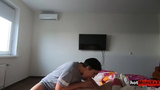 First, stepmom allowed me touch her boobs and then cum inside her.