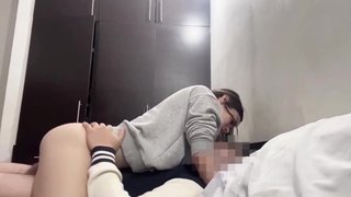 Fucking skinny hot rides his stepfather's cock nonstop