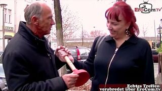 Old German housewife persuaded to have sex by someone off the street