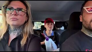 I found a windshield washer at the traffic light! And I called him over to be a porn actor and have hot sex in our car in the middle of the street. I made her all wet and she smeared our entire car seat.