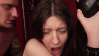 Russian prostitute fucked hard with a client in a bdsm room