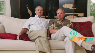 Adorable teen with ponytails gets to ride on a grandpa