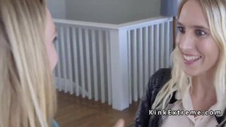 Couple made blonde artist ride Sybian
