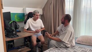 Stepson learns intimacy from stepdad with busty partner