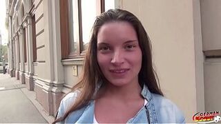 GERMAN SCOUT - Tiny blonde Teen Anita B with Fit Body Pick Up for no condom Casting Anal Fuck