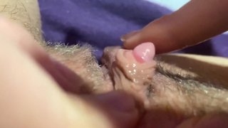 Huge clitoris rubbing and jerking orgasm in extreme close up masturbation