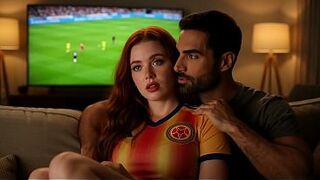 A horny redheaded stepsister gets laid during the World Cup playoffs—full video on my Sheer profile (IA)