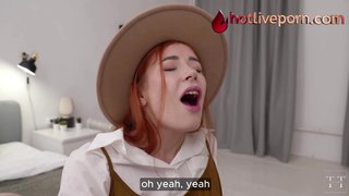 Redhead Performs in Intimate Role-Play Scene